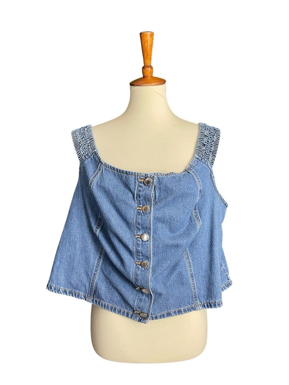 Universal Thread Off the Shoulder Denim Top - Dark Wash Women 2X Button Down